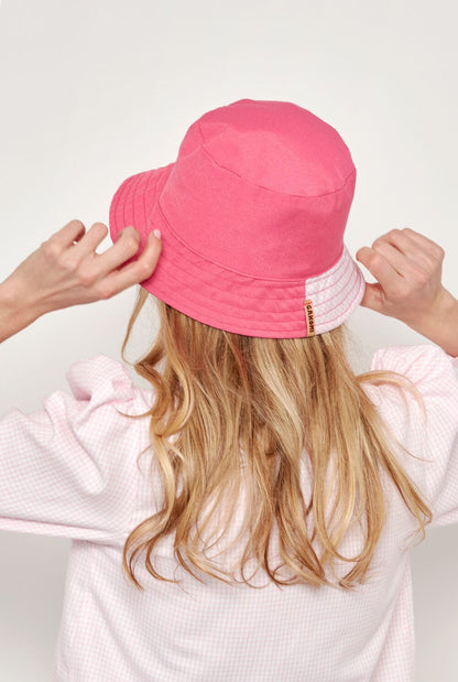 Reversible Block-Vichy pink hat Hats Gakomi 
