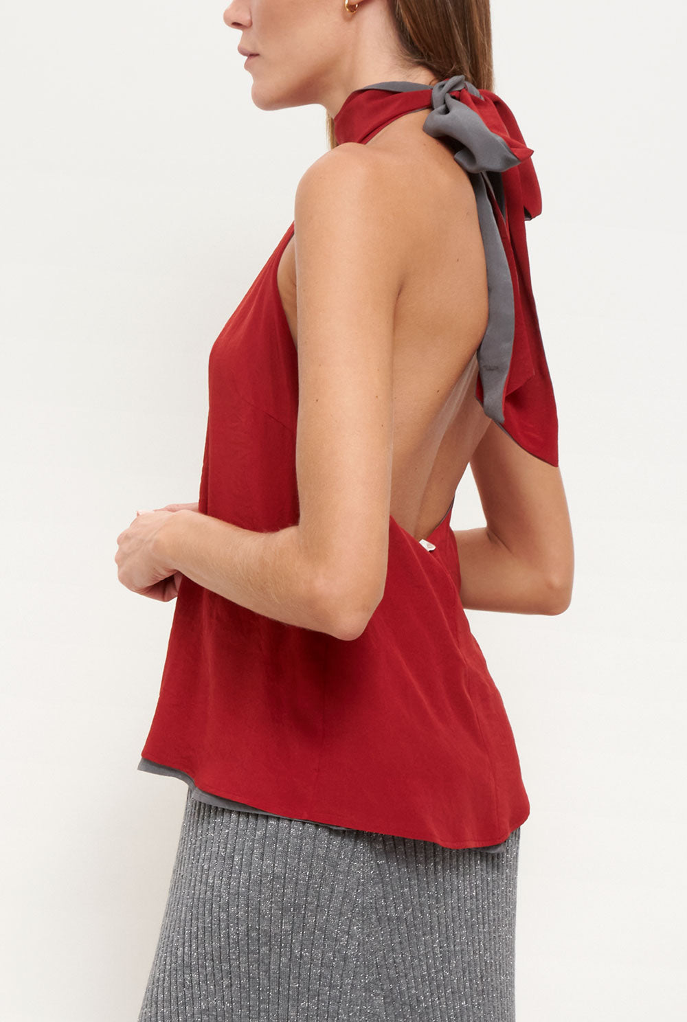 Reversible Halter Grey-Red Top T-Shirts & tops Atelier Aletheia 