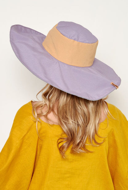 Reversible mustard-purple pamela Hats Gakomi 