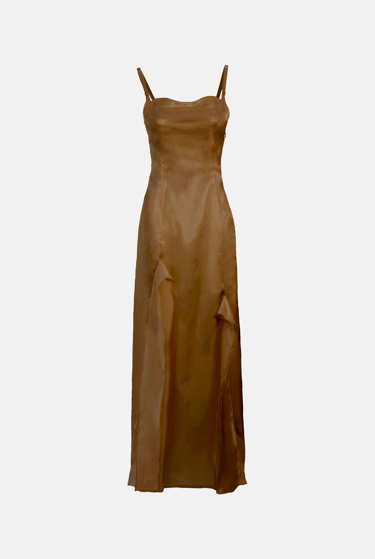 Satin Brown Midi dress Dresses Habey Club 