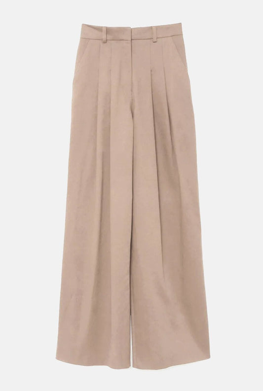 Satin straight pants beige Trousers Habey Club 
