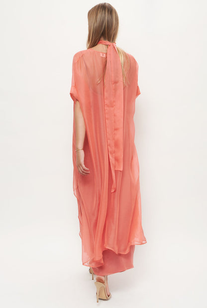 Semi-transparent salmon sleeve overdress Dresses Atelier Aletheia 