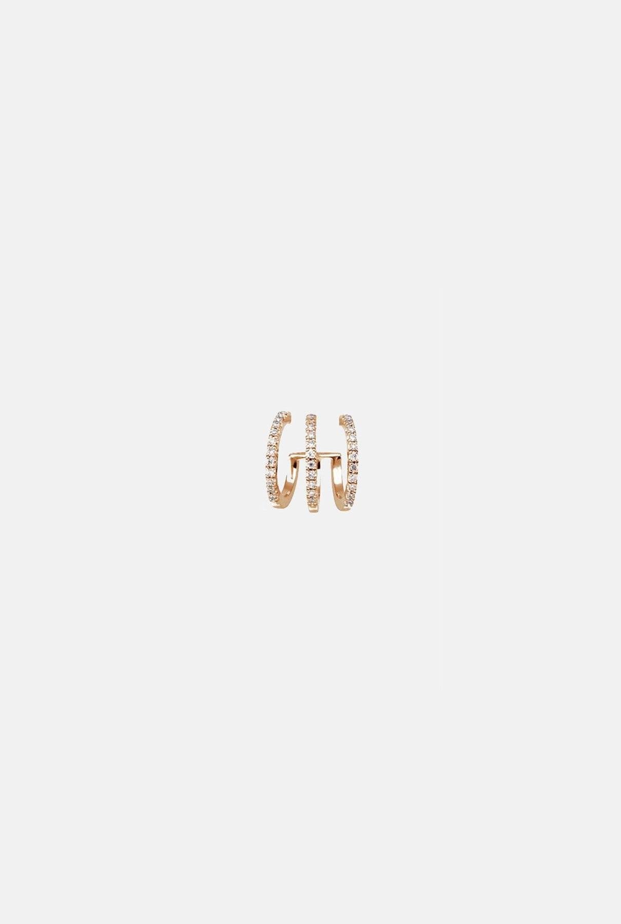Single Criollas triple shewel - single unit Earrings Gold & Roses 