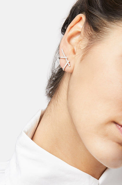 Single daga earrings Silver Earrings Gold & Roses 