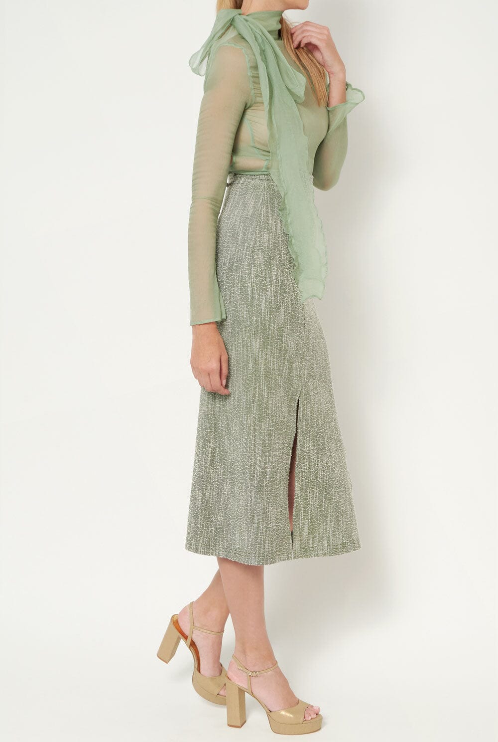 Soft Green Knit skirt Skirts Habey Club 