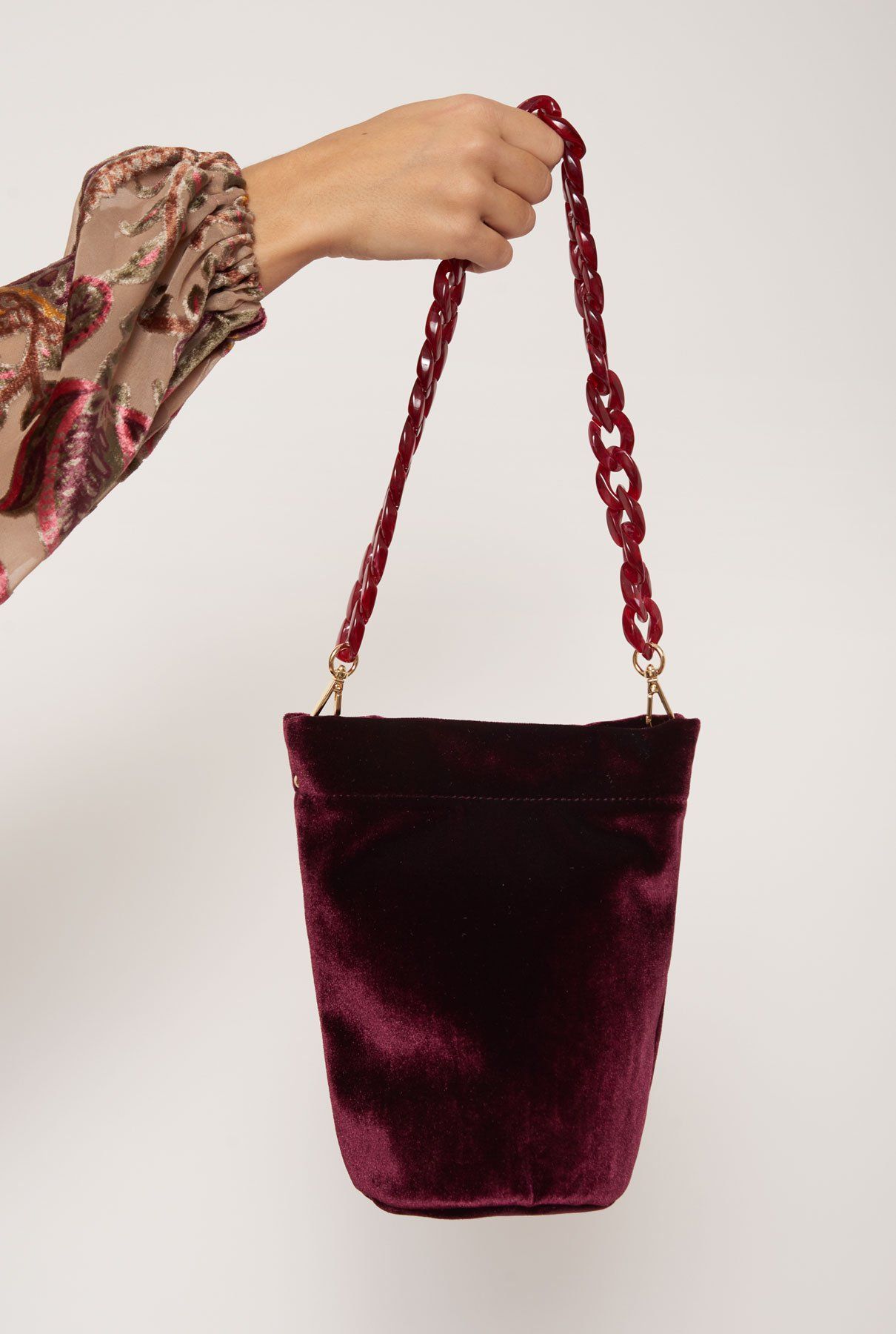 The Mini Cube Bag velvet burgundy bag The Bag Lab