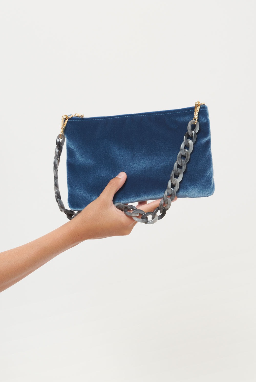 Blue velvet clearance clutch