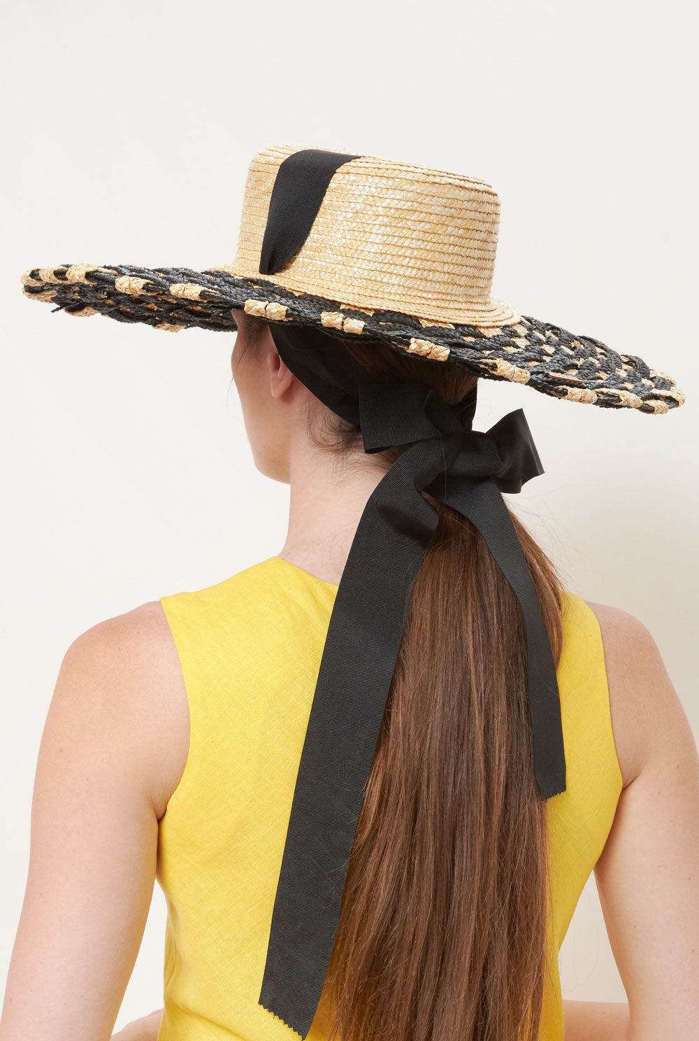 Tris-tras straw hat natural and black headpiece Zahati 