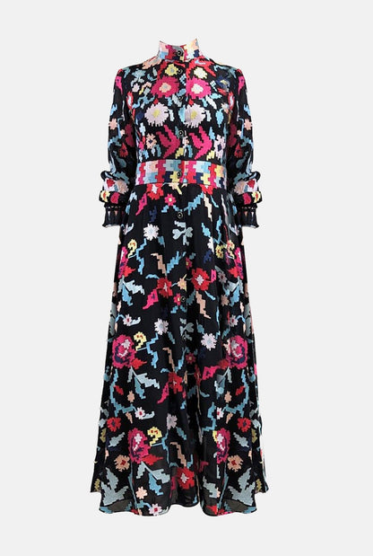Vestido Bordado Flores Pixelado · Leyre Doueil