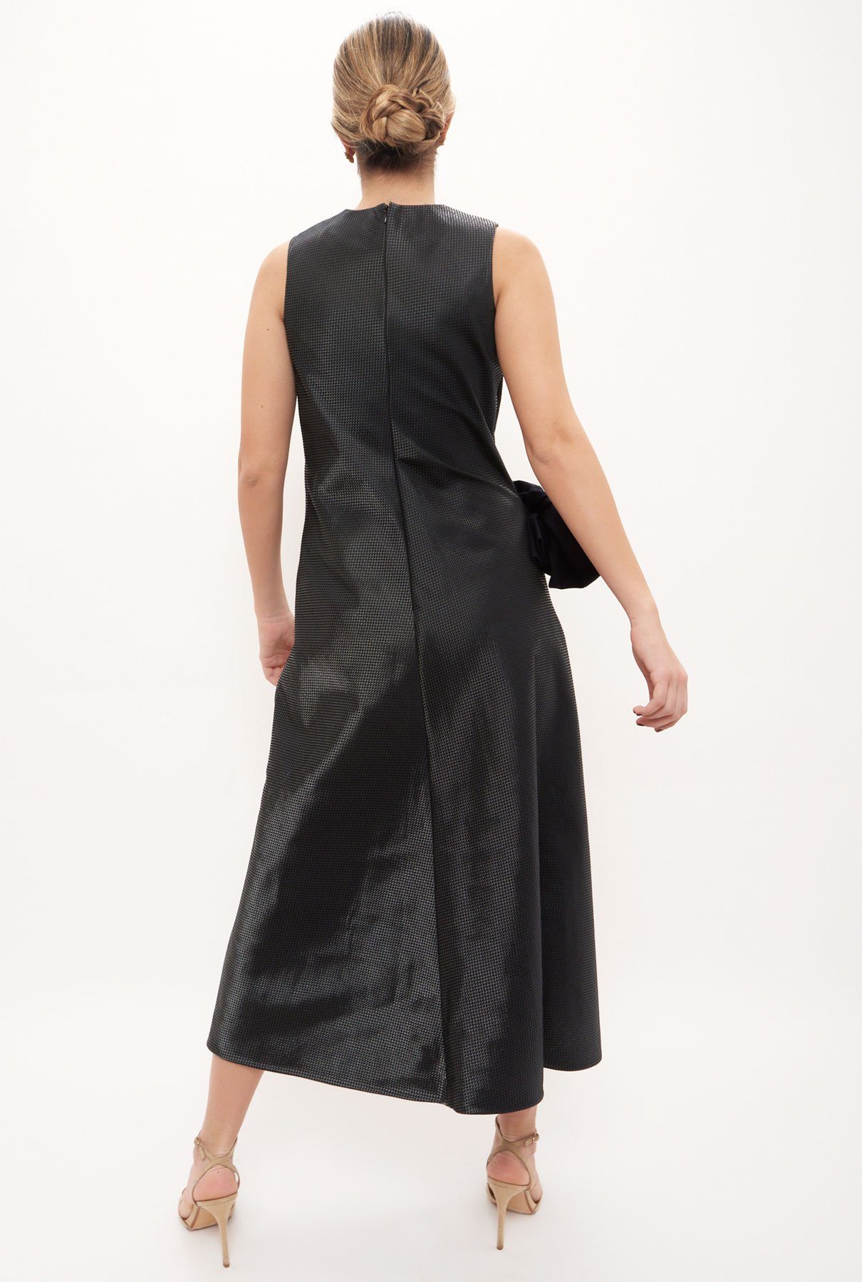 Vestido semientallado lazo negro brillante - Pre Order dress Devota & Lomba 