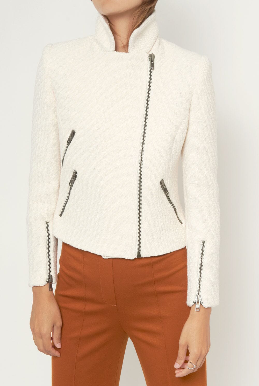 WHITE COTTON BLEND JACKET PERFECTO BLANCO Jackets The Extreme Collection 